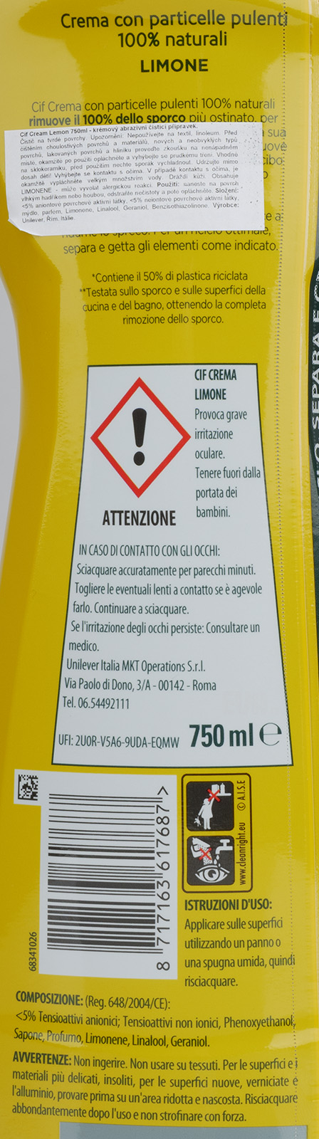 CIF Pro Formula Cream Lemon 750ml Professional