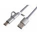 Kabel USB iGET G2V1 micro USB, USB-C Silver 1m s prodlouenm konektorem - Kabel USB iGET G2V1 micro USB, USB-C, Silver, 1m